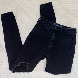 Hollister High-Rise Ripped Black Super Skinny Jeans regular length